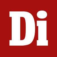 Dagens industri logotyp. Vit text "Di" på röd bakgrund.