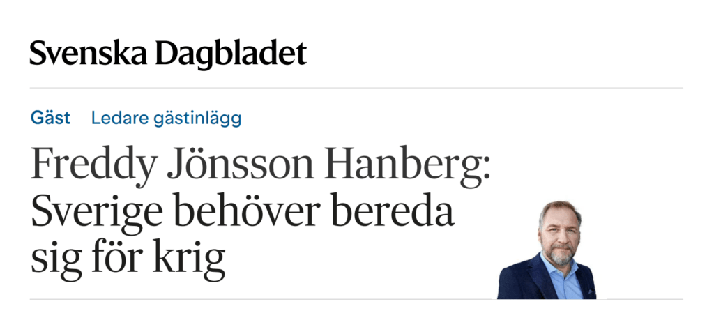 Freddy Jönsson Hanberg som ledarskribent i SvD.